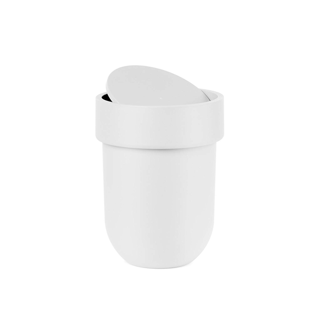 Trash can with lid, TOUCH WASTE CAN, Ø 19 x H 30 cm, Umbra, White