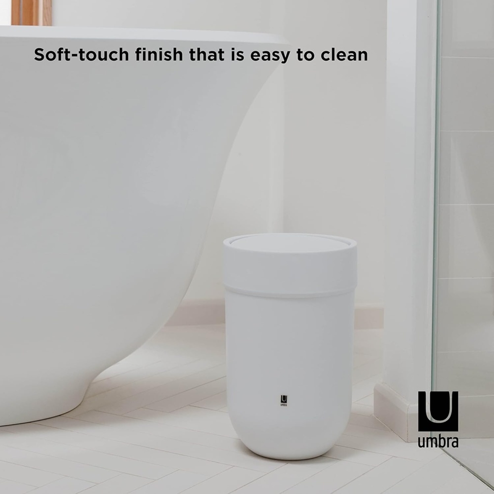 Trash can with lid, TOUCH WASTE CAN, Ø 19 x H 30 cm, Umbra, White
