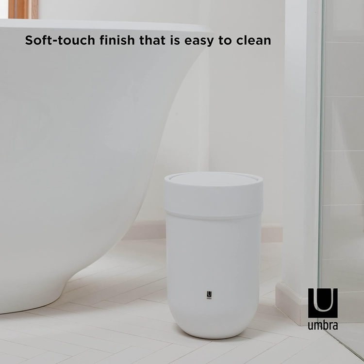 Trash can with lid, TOUCH WASTE CAN, Ø 19 x H 30 cm, Umbra, White