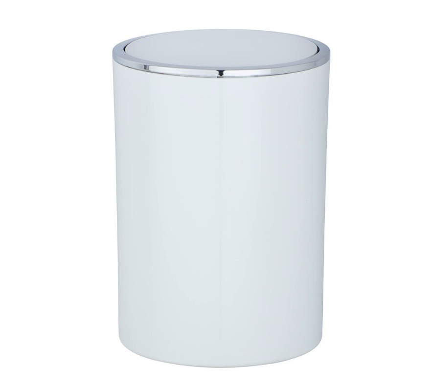 Trash can with tilt lid, 5 L, INCA, Ø18,5 x H 25,5 cm, White / Silver
