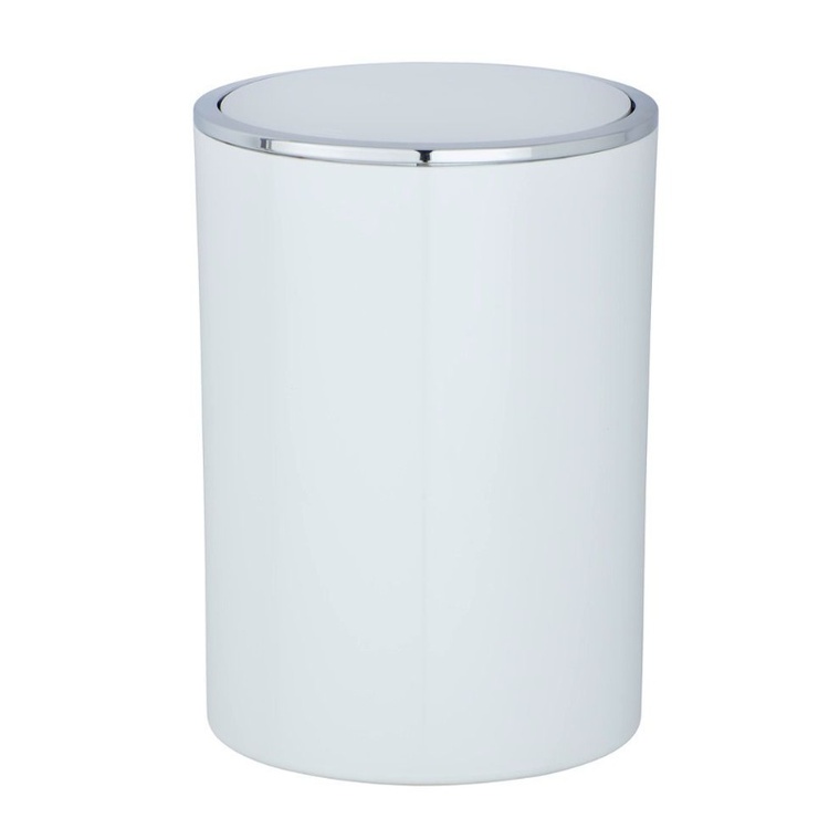 Trash can with tilt lid, 5 L, INCA, Ø18,5 x H 25,5 cm, White / Silver