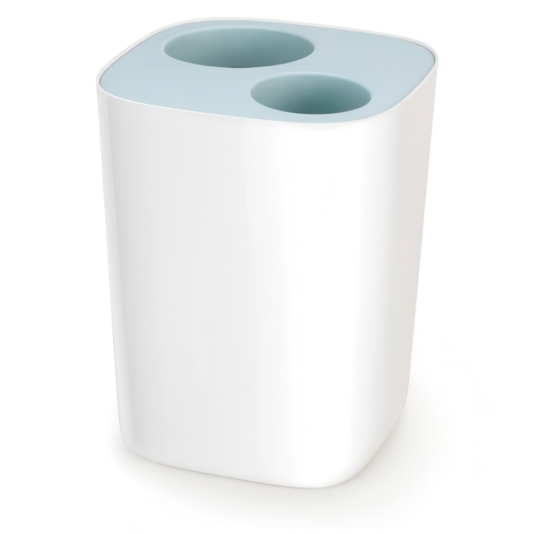 Trash Can, Two Compartments, SPLIT WASTE, 8 Litres, Joseph Joseph, White / Blue