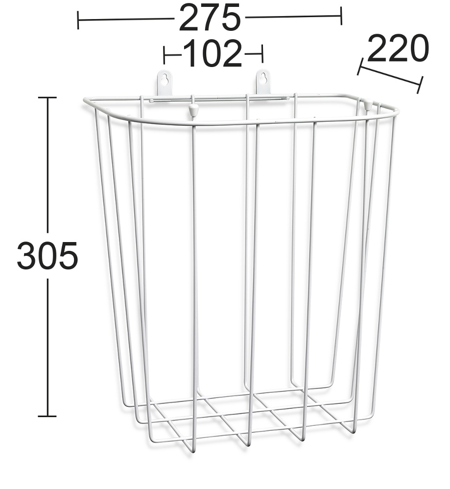 Wastebasket, wall-mounted, Small, BACKSTIGS, 28 x 20 x H 30 cm, White