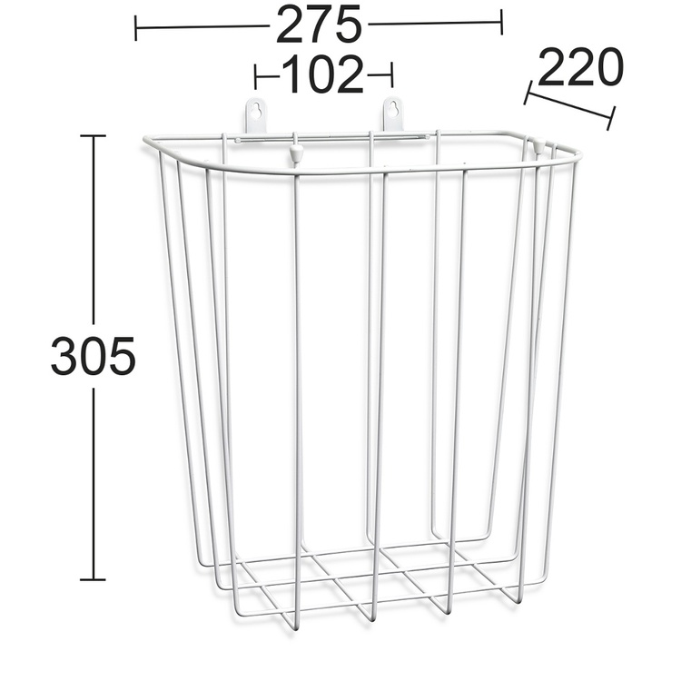 Wastebasket, wall-mounted, Small, BACKSTIGS, 28 x 20 x H 30 cm, White