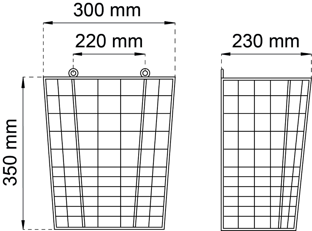 Wastebasket, wall-mounted, HABO, 30 x 23 x H 35 cm, White