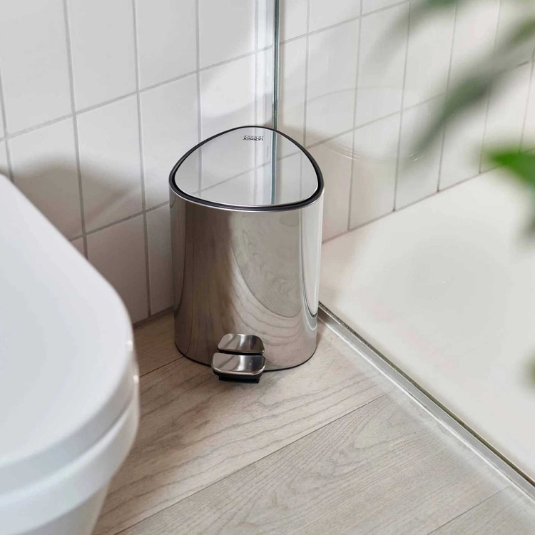 Trash Can, 5 L, EASY-STORE LUXE PEDAL BIN, Joseph Joseph, Silver