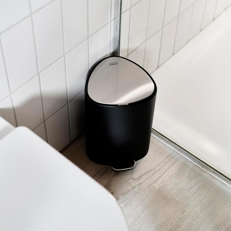 Trash Can, 5 L, EASY-STORE PEDAL BIN, Joseph Joseph, Black / Silver