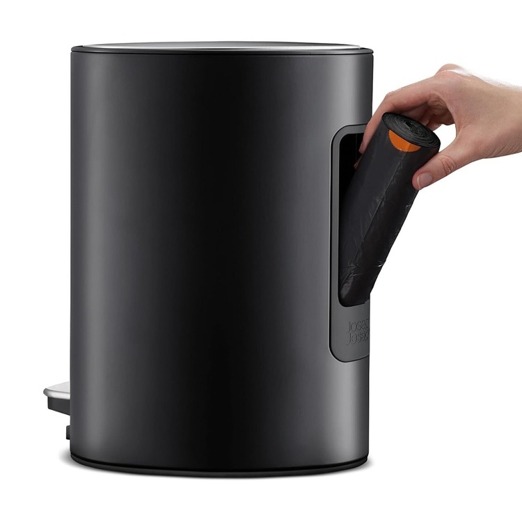 Trash Can, 5 L, EASY-STORE PEDAL BIN, Joseph Joseph, Black / Silver