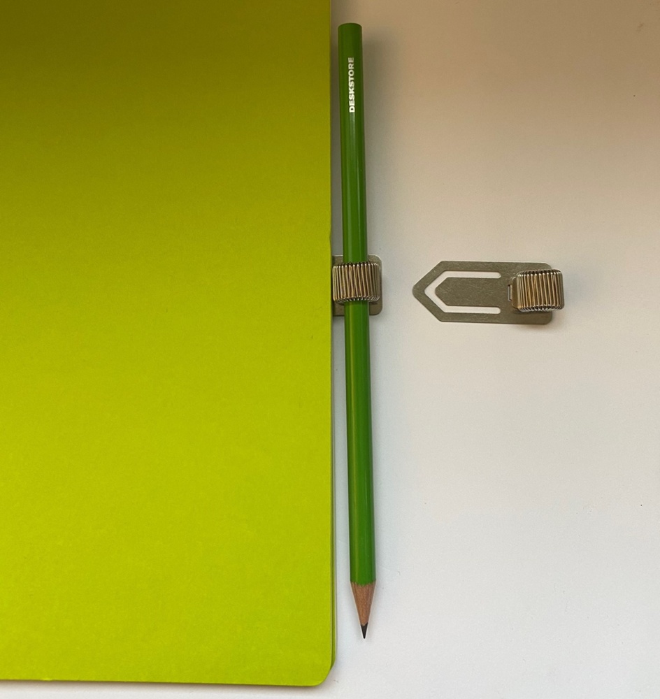 Pen holder in metal, NOTE PAD CLIP, silver