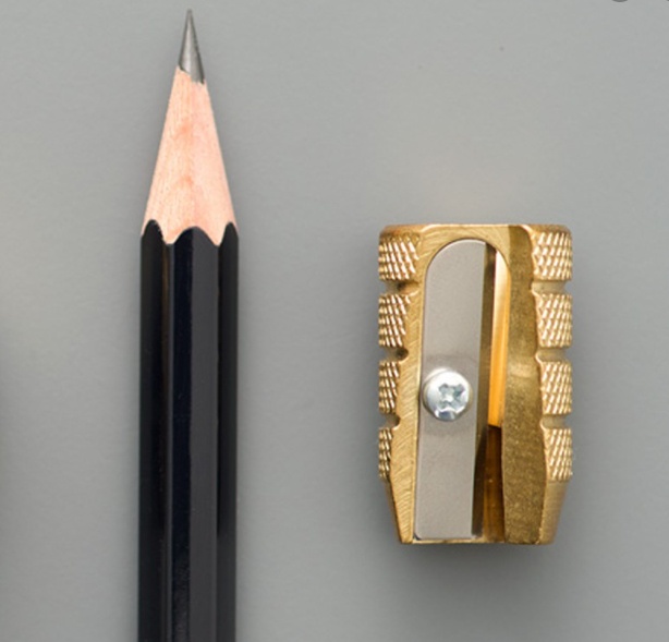 Pencil Sharpener in metal, small M+R SINGLE, Brass