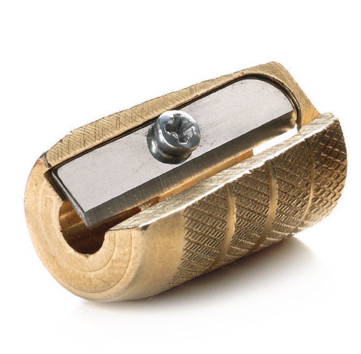 Pencil Sharpener in metal, small M+R SINGLE, Brass