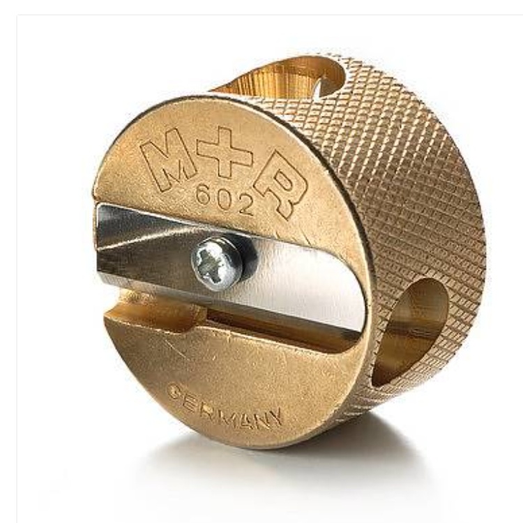 Pencil Sharpener in metal, Round, M+R 602, ∅2,5 cm, Brass