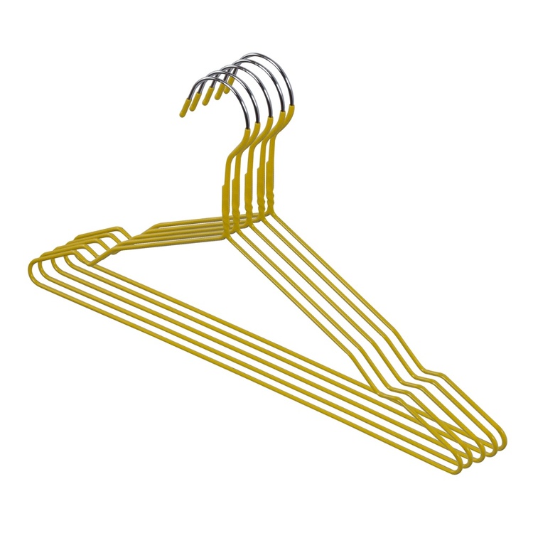 Space saving hangers, anti slip, Set of 5, GIALLO, Yellow