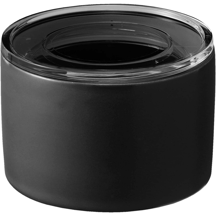 Ceramic Canister with lid, YAMAZAKI TOWER SMALL CANISTER, Ø 10,5 x H 7 cm, Black / Transparent