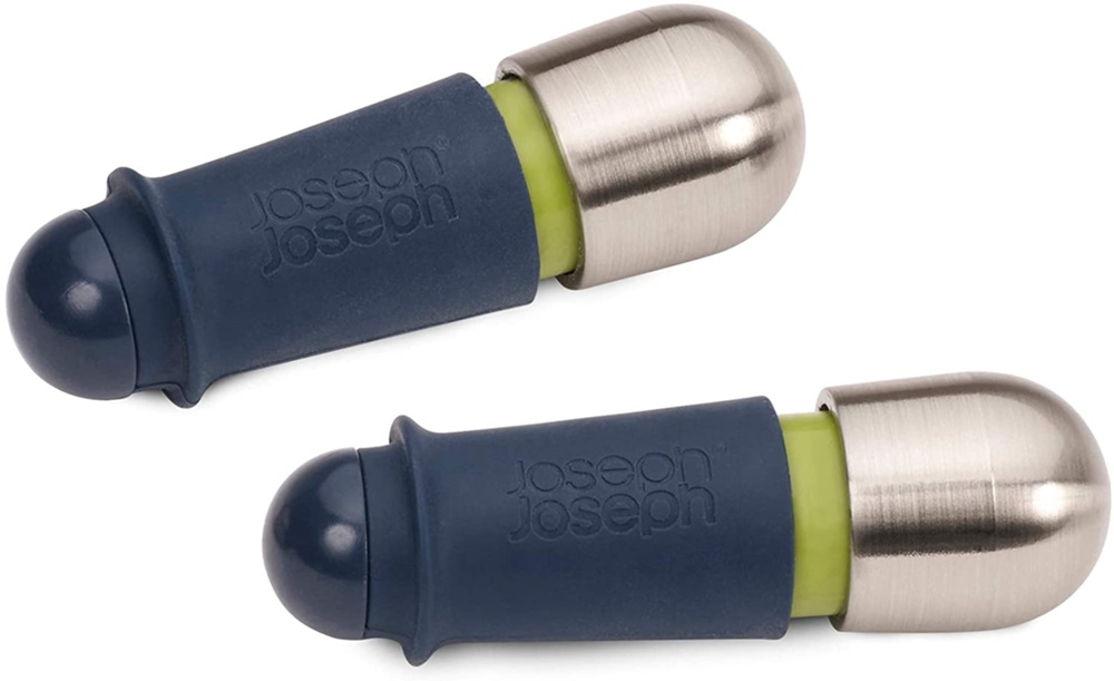 Wine Stoppers, Set of 2, BARWISE TWIST LOCK, Joseph Joseph, Silver / Blue
