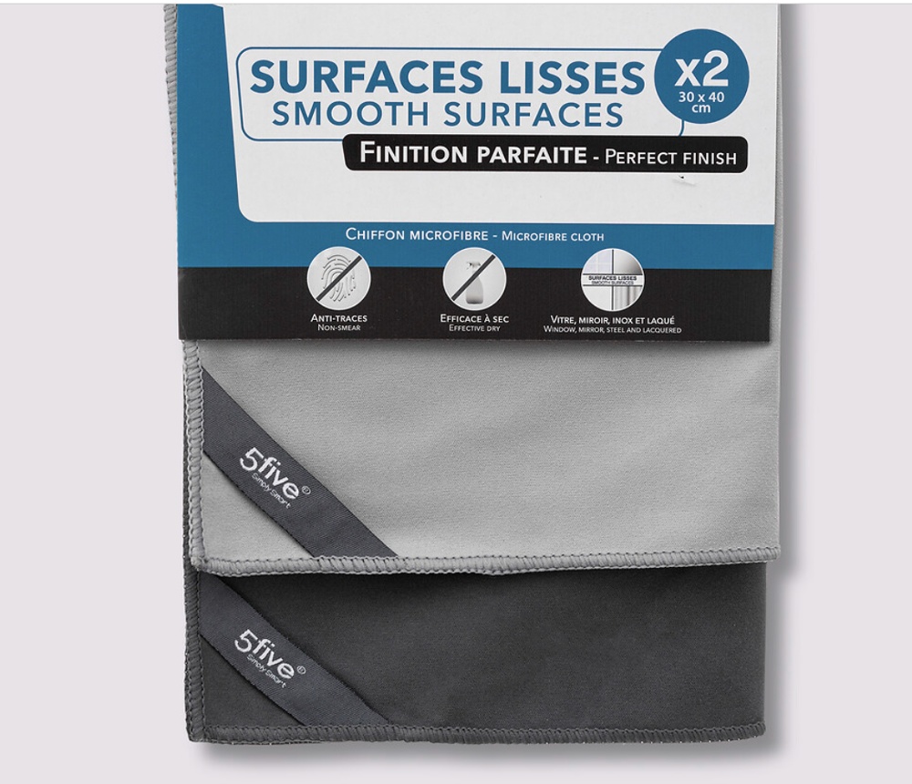 Cloths for smooth surfaces, Microfiber, CHIFFONS, 30 x 40 cm, Grey