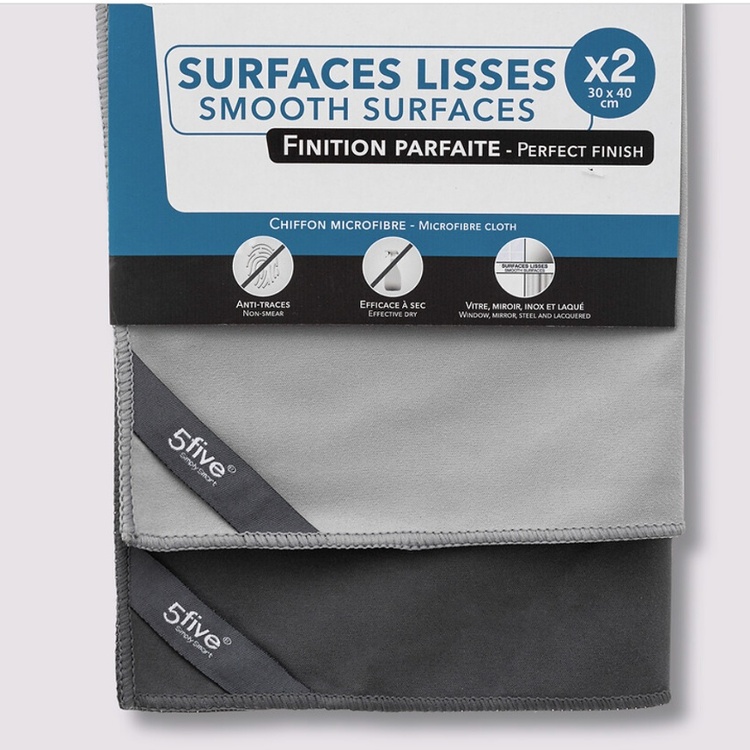 Cloths for smooth surfaces, Microfiber, CHIFFONS, 30 x 40 cm, Grey
