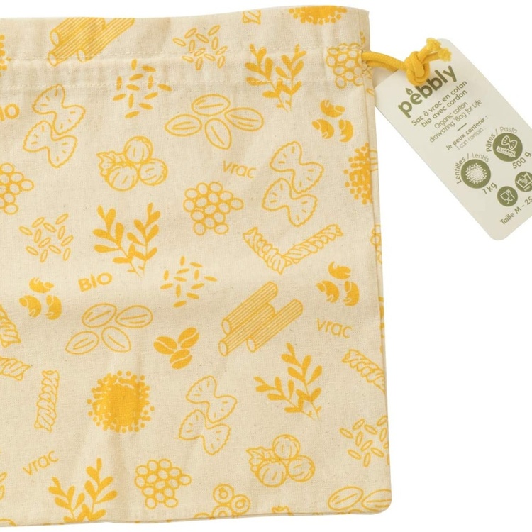 Bags for Food storage, Organic Cotton, Set of 3,ZERO WASTE BAGS MEDIUM, 20 x H 25 cm, Beige 