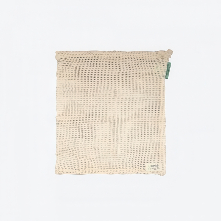 Cotton Bag, MEDIUM REUSABLE MESH BAG, 27 x 32 cm, Beige