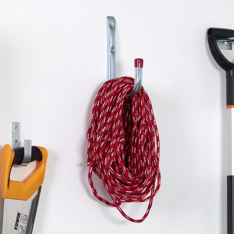 Utility hook, wall mounted, 11,5 cm, HABO, Metal / Red