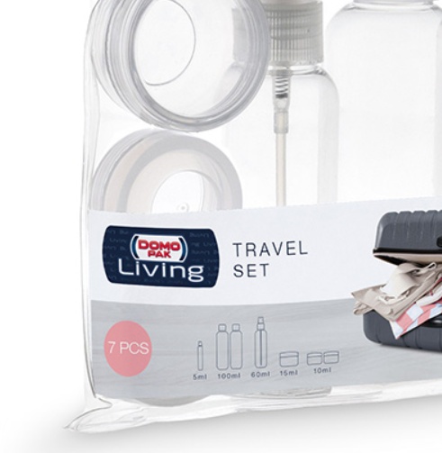 Travel Set, Set of 7, LIVING, Clear 