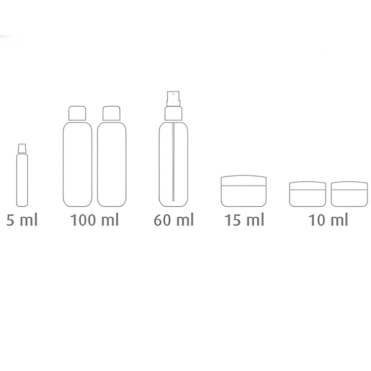 Travel Set, Set of 7, LIVING, Clear 