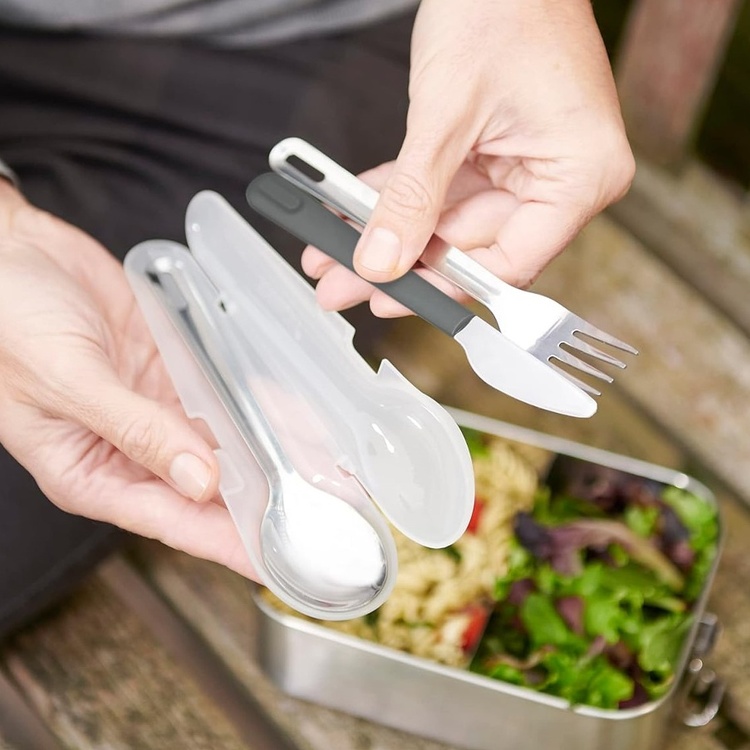 Stainless Steel Cutlery set in a case, GOEAT, Joseph Joseph, Silver / Black