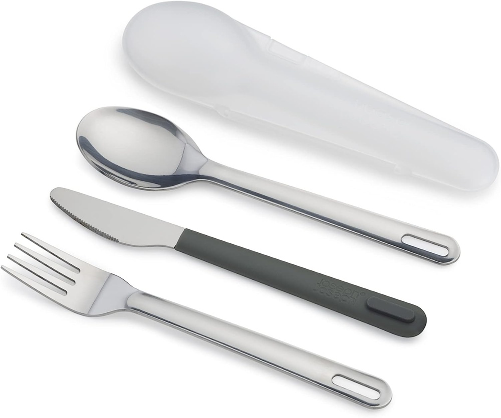 Stainless Steel Cutlery set in a case, GOEAT, Joseph Joseph, Silver / Black