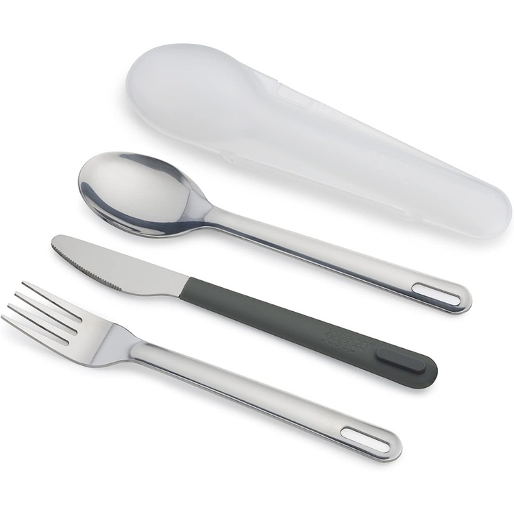 Stainless Steel Cutlery set in a case, GOEAT, Joseph Joseph, Silver / Black