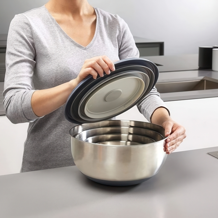Bowls Set of 4, PREP & STORE, Joseph Joseph, Silver / Grey