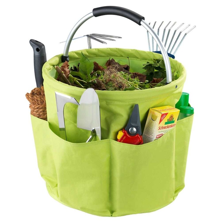 Round Basket with pockets, Super light, UNIVERSAL CADDY XL, Ø 35 x H 35 cm, Lime green