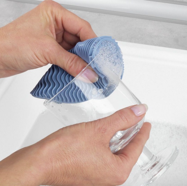 Silicone Sponges, Soft, Set of 2, SPÜL-SCHWAM, Ø 12, Grey / Blue