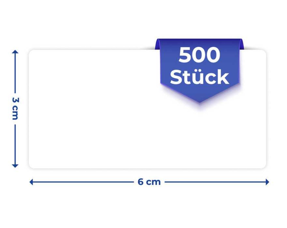 Self-adhesive labels, 500 psc, HAFTETIKETTEN 6 x 3 cm, White