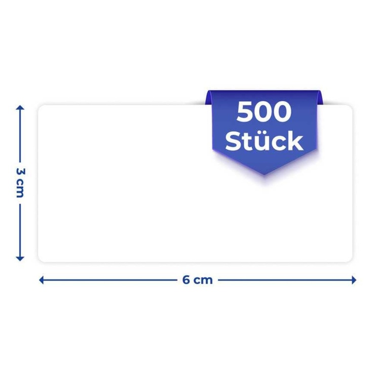 Self-adhesive labels, 500 psc, HAFTETIKETTEN 6 x 3 cm, White