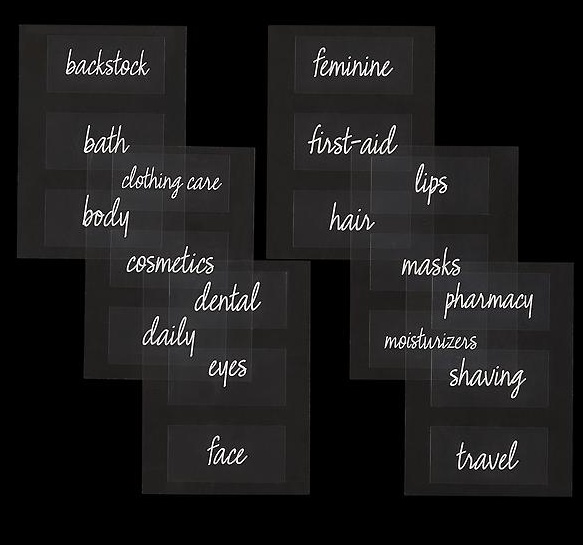 Adhesive Labels, Set of 18, THE HOME EDIT BATHROOM LABELS, Clear