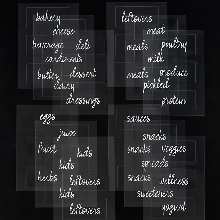 Adhesive Labels, Set of 18, THE HOME EDIT FRIDGE LABELS, Clear