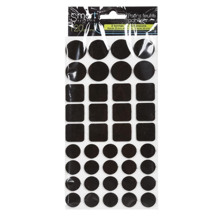 Self-Adhesive Feltpads, Set of 120, BIG PACK PATIN FEUTRE, Brown