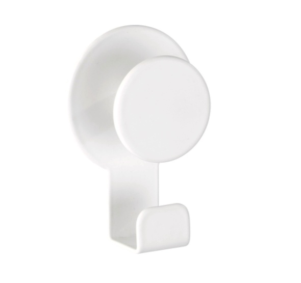 Self-adhesive metallic hook, BLANDAS DOUBLE HOOK, 5 x H 7,5 cm, White