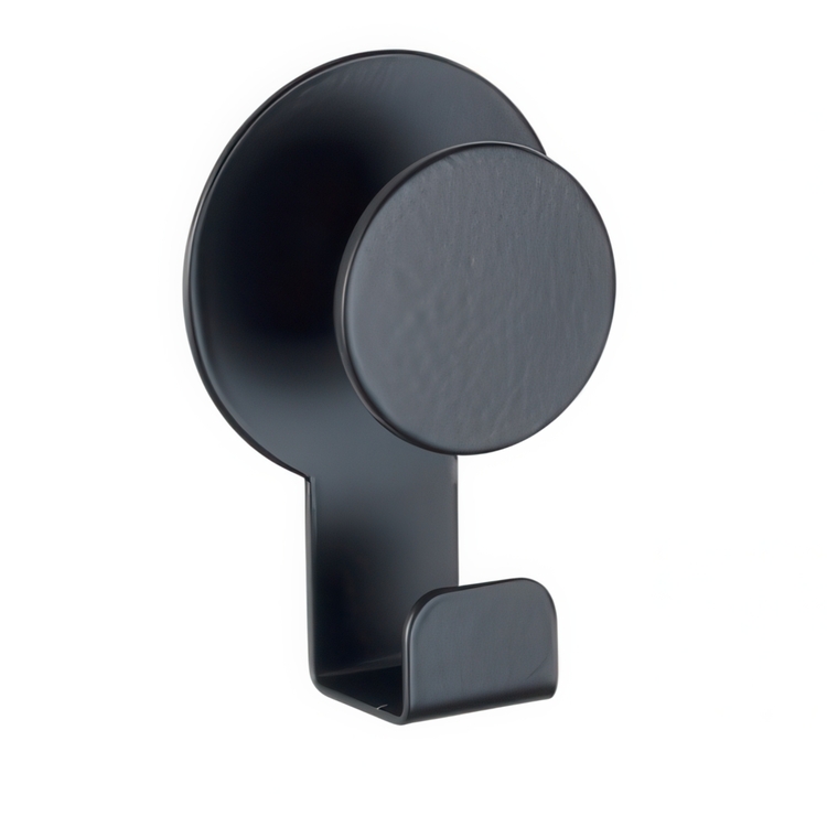 Self-adhesive metallic hook, BLANDAS DOUBLE HOOK, 5 x H 7,5 cm, Black