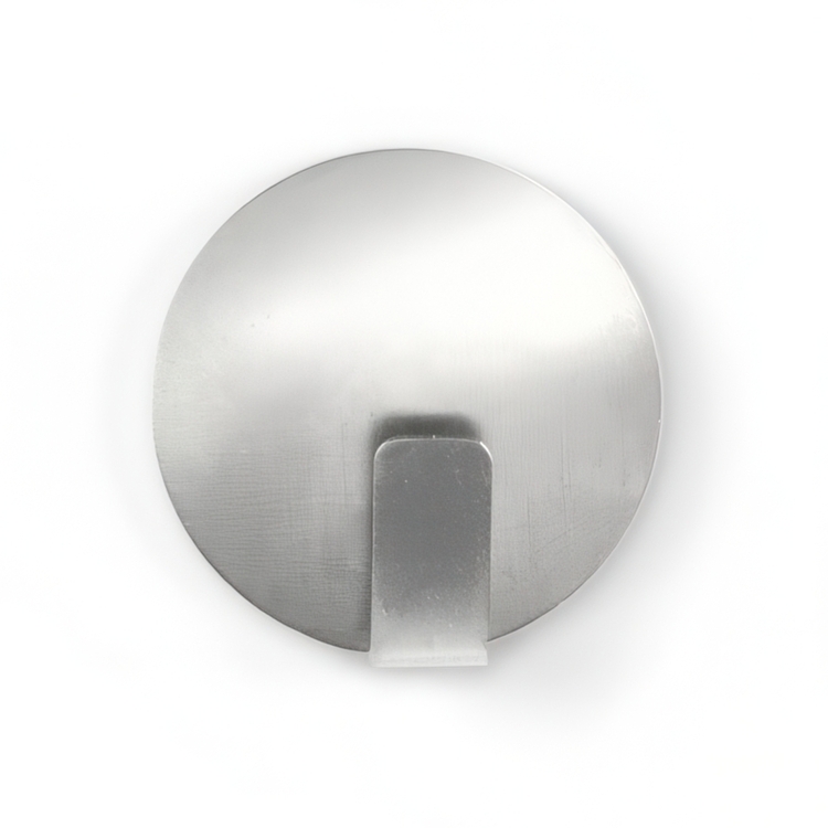 Self-adhesive metallic hooks, Set of 4, SOLID, Ø 3,5 cm, stainless steel