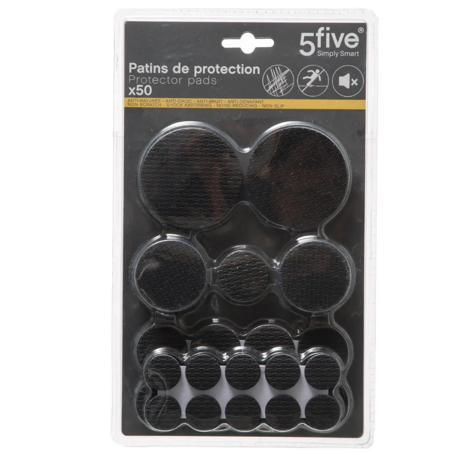 Self-Adhesive Furniture pads, Set of 50, BIG PACKPROTEKTOR PADS, Black