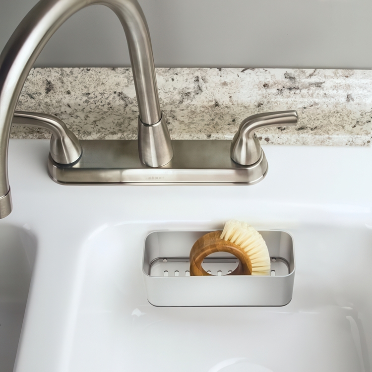 Self-adhesive Sink Center, AFFIXX, 17 x 6,5 x H 6 cm, Matt Silver