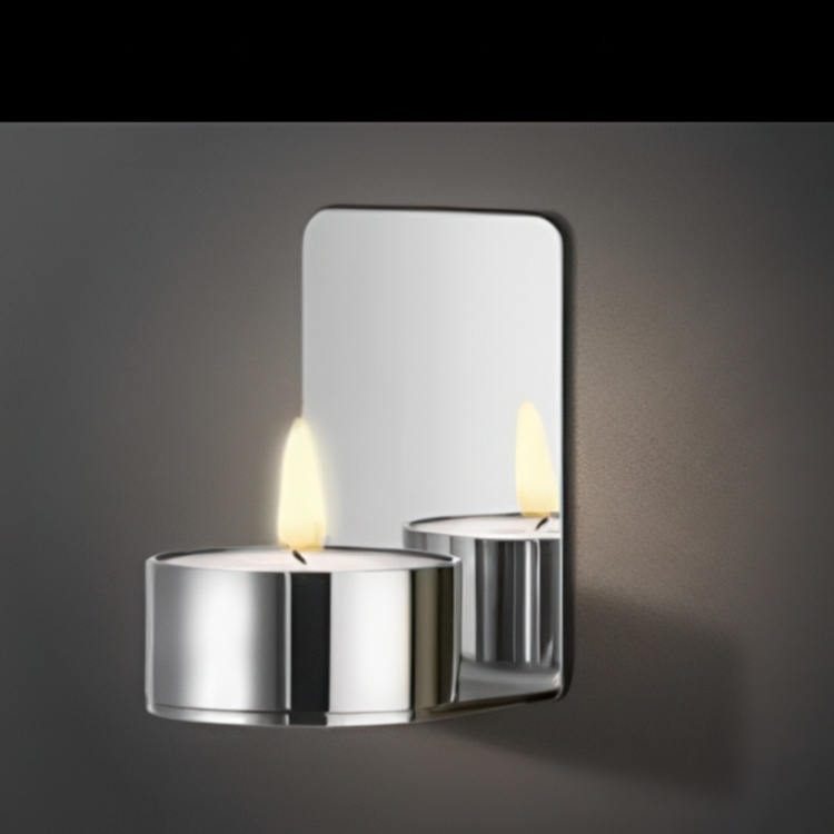 Self-adhesive Tealight holder, BESLAGSBODEN, Brushed stainless steel