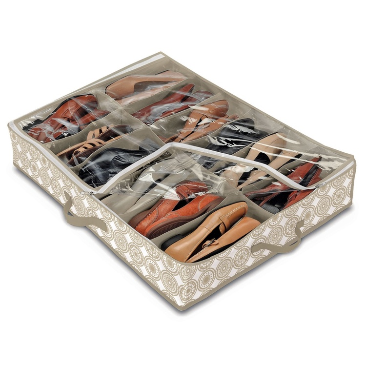 Shoe storage under-bed, ELLA SAND, 76 x 60 x H15 cm, Beige