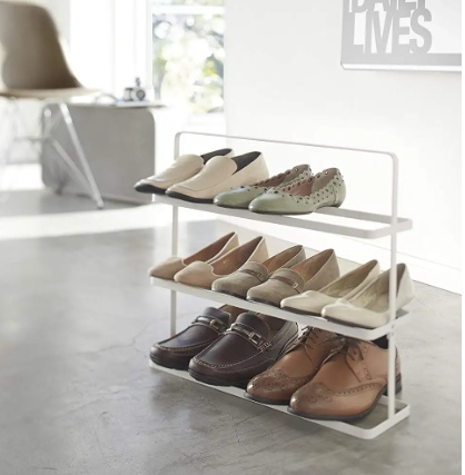 Shoe Shelf in Metal, TOWER WIDE SHOE RACK, Yamazaki, White