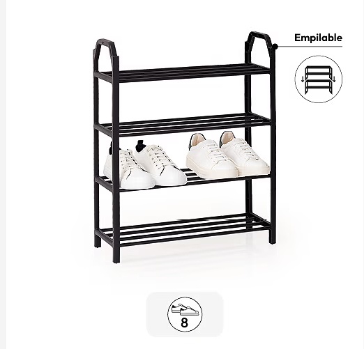 Shoe Rack for 8 pairs of shoes, SHOZY, 49,5 x 18,5 x H 64, Black
