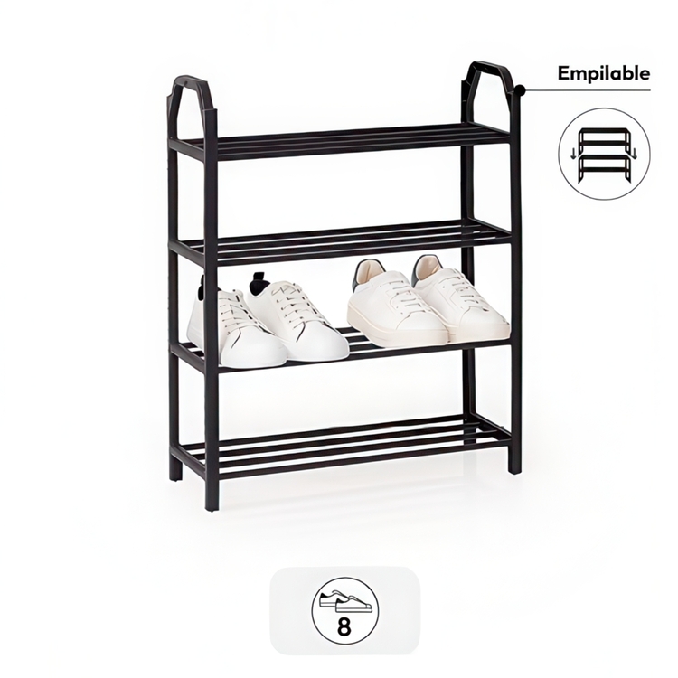 Shoe Rack for 8 pairs of shoes, SHOZY, 49,5 x 18,5 x H 64, Black