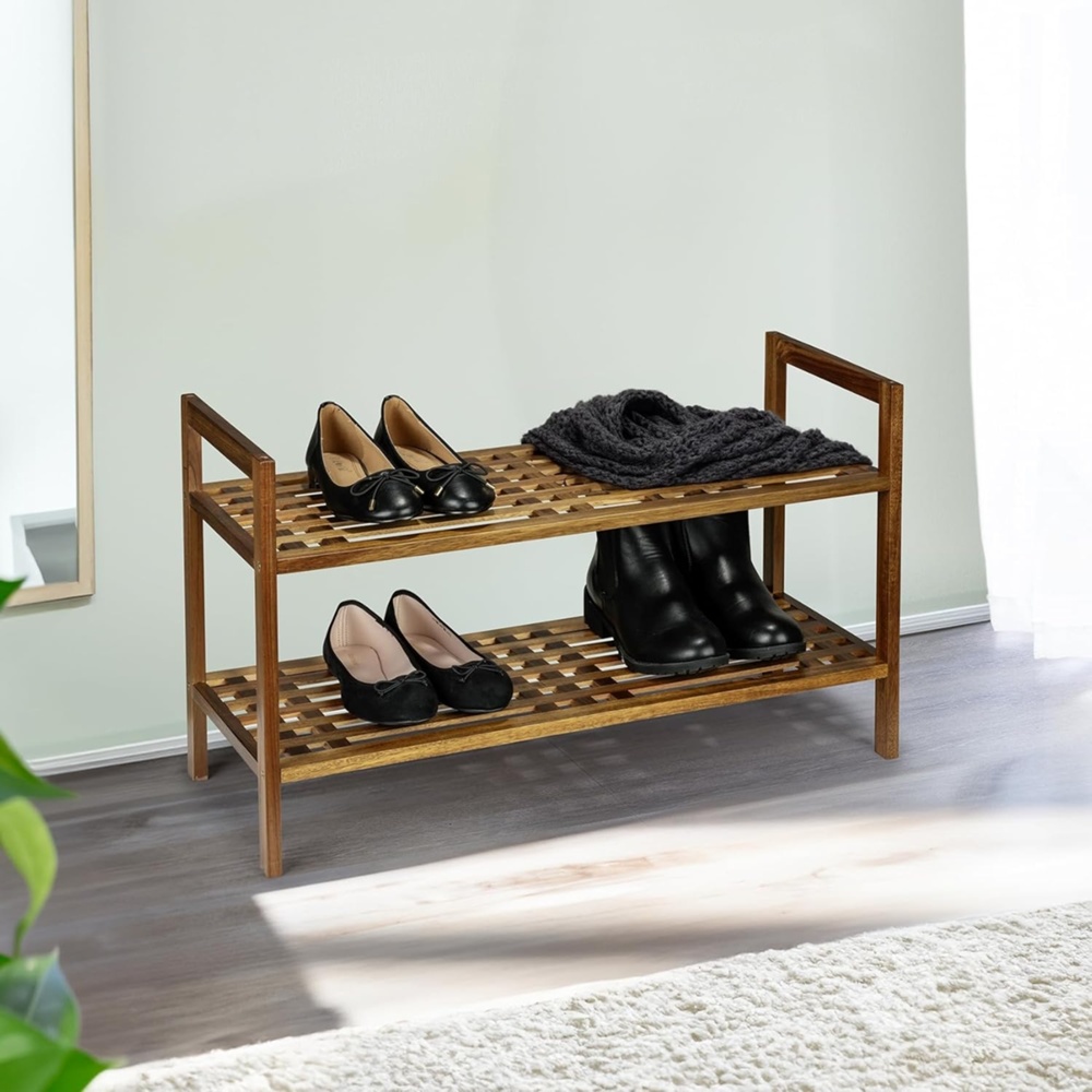 Shoe Rack in Acacia wood, FONDI, 69 x 27 x H 40,5 cm, Brown