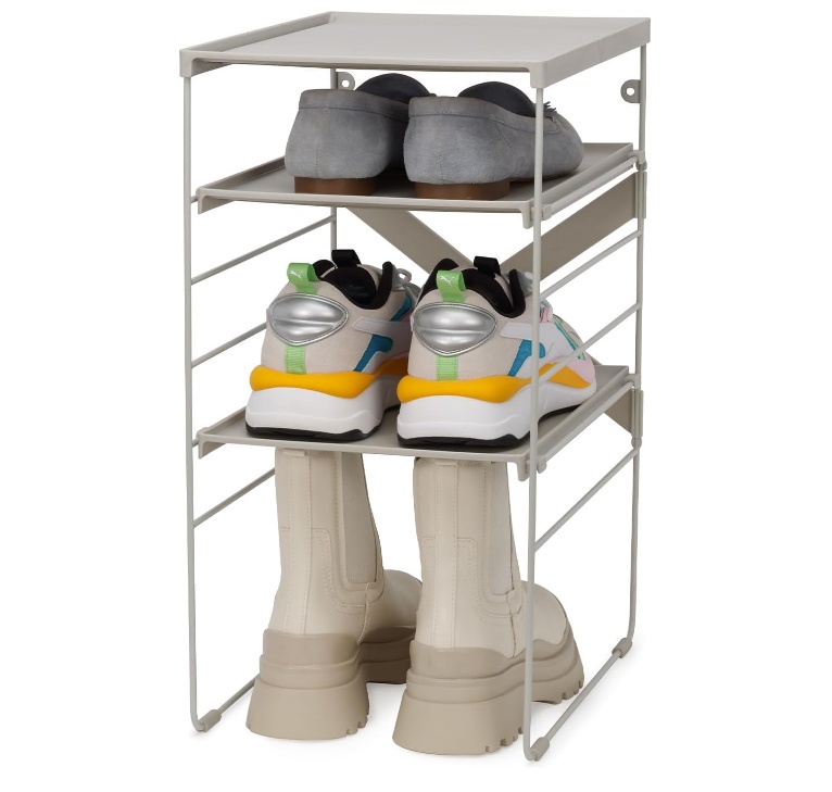 Shoe Rack in Metal, Adjustable, LEVEL, Joseph Joseph, 26 x 35 x H 51,2 cm, Ecru 