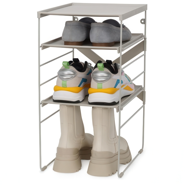 Shoe Rack in Metal, Adjustable, LEVEL, Joseph Joseph, 26 x 35 x H 51,2 cm, Ecru